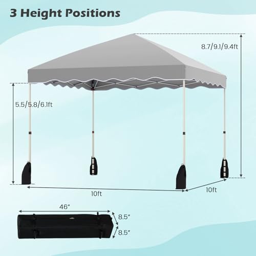 Tangkula 10x10 FT Pop Up Canopy, UPF50+ Easy Set up Instant Tent with Wheeled Bag, 8 Stakes, 4 Anchors, 4 Wind Ropes, 4 Sandbags, Heavy Duty Outdoor Canopy Tent 10x10 for Patio Party Backyard (Gray) - color: Gray, size: 10x10 FT