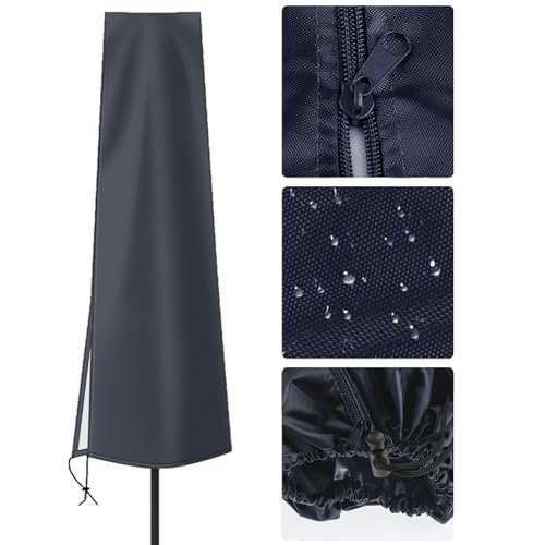 OKPOW Outdoor Umbrella Cover - Small Patio Cover for 6 ft to 9 ft Table Umbrellas - Waterproof Windproof Anti-UV Garden Parasol Covers, Dark Grey - color: Dark Grey