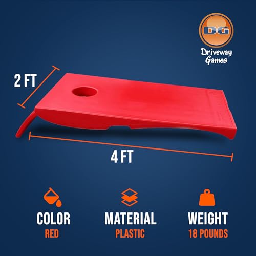 Driveway Games All Weather Corntoss Bean Bag Cornhole Yard Game Set for Indoor and Outdoor Use with 2 Target Boards and 8 Bean Bags - color: Red