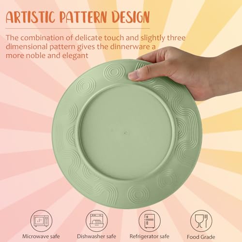 40 PCS Wheat Straw Dinnerware Sets Unbreakable Dishes Set for 8 Plastic Plates and Bowls Sets with Cups Dishwasher & Microwave Safe - Colorful - color: Colorful, size: 40 PCS