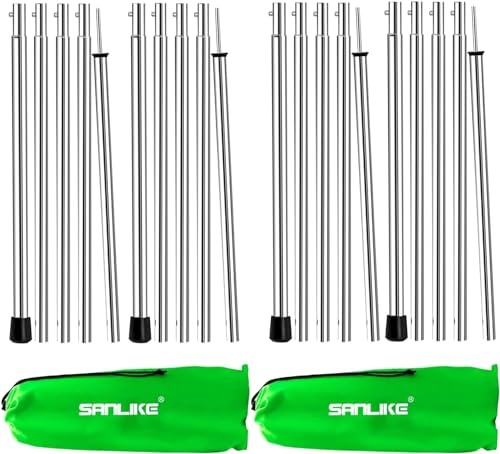 SANLIKE Camping Tent Tarp Poles Set for Canopy Awning Shelter Backpacking Hiking - Telescopic Adjustable Length Tent Sunshade Support Stick Rods (Adjustable Length - Steel 2packs) - color: Adjustable Length - Steel 2packs