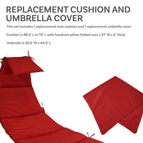 Sunnydaze Outdoor Hanging Lounge Chair Replacement Cushion and Floating Umbrella Fabric Only - Curved Swing Chair Cushion Replacement - Red - color: Red