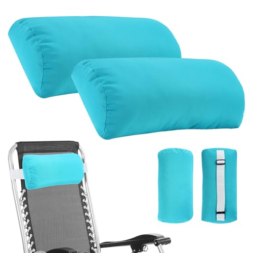 Headrest Pillow for Patio Chaise Lounge, 2 Packs Head Pillow with Elastic Band for Zero Gravity Lounge Chair, Head Neck Rest Pillow Lumbar Pillow, Blue - color: Blue