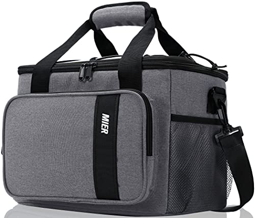 MIER Mens Lunchbox for Work Insulated 24 Cans/15L Large Lunch Bags Leakproof Adult Women Lunch Box Coolers for Travel Beach Picnic Office, Gray - color: Light Gray