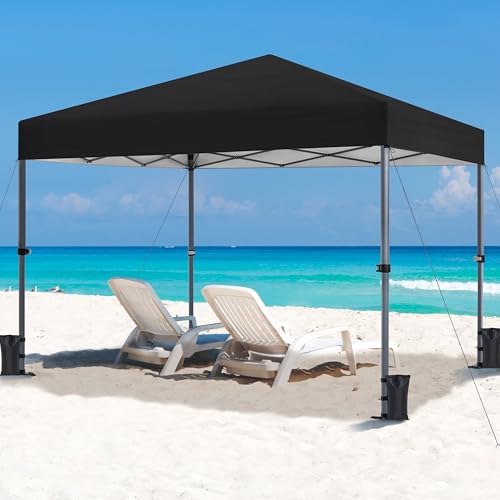 Yaheetech 10x10 Pop Up Canopy Easy Set-up Tent, Portable Outdoor Canopy Instant Tent, Commercial Gazebo with Wheeled Carry Bag & 4 Sandbags for Home, Party & Outdoor Activities, Black - color: Black, size: 10x10