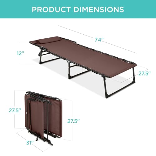 Best Choice Products Patio Chaise Lounge Chair, Portable Outdoor Folding Recliner for Lawn, w/ 8 Positions, Handles, 300lb Capacity - Brown - color: Brown