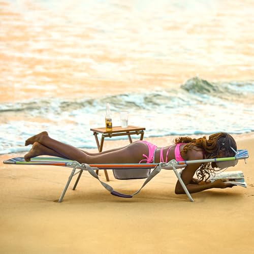 #WEJOY Folding Tanning Chair with Face Hole, 5 Positions Face Down Beach Lounge Chairs with Pillow for Outside Sunbathing Poolside (Blue/Green) - color: Readease-face Hole Blue/Green, style: ReadEase 5 Position Face Hole