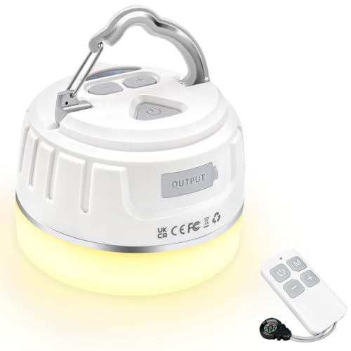 Yonktoo Rechargeable LED Camping Lantern 1000LM, 300H Runtime, 6400mAh, IPX5 Waterproof Tent Light for Camping, Hiking, Power Outages, Home, Emergency Use - Wireless Remote Edition,White - color: White, size: Wireless Remote Edition