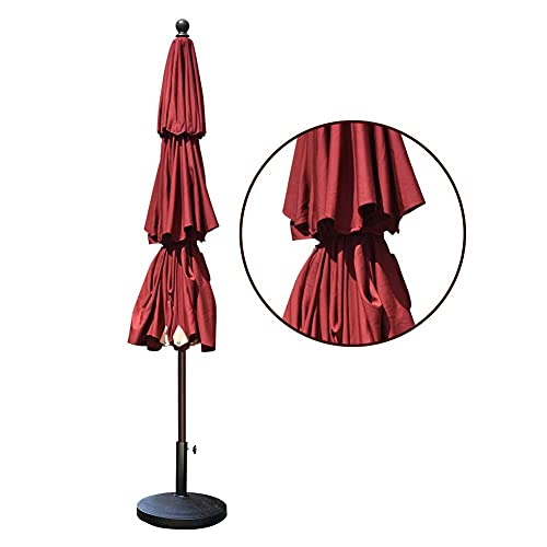 EliteShade USA 10-Year-Non-Fading 11ft 3-Tier Market Patio Umbrella, Commercial Grade Outdoor Table Umbrella with Cylinder Push-Up, Windproof & UPF 50+ UV Protection, Heavy Duty Ventilation for Garden, Deck, Pool, Backyard, Beach & Bistro, Burgundy - colo