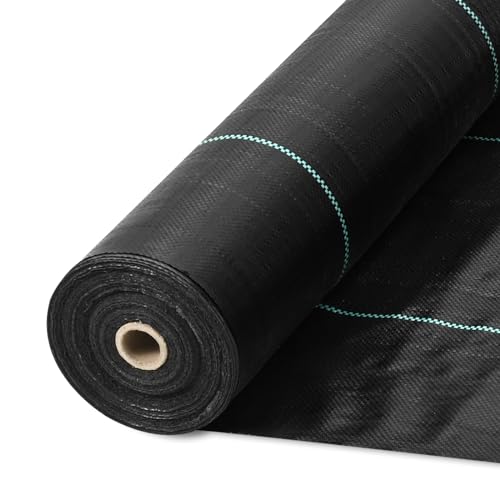 VEVOR Weed Barrier Landscape Fabric, 3x300 FT Heavy Duty Garden Weed Fabric, 3.2Oz Woven Weed Control Fabric, Weed Blocker Mat, Easy Setup, Durable PP Gardening Fabric for Driveway Ground Cover, Black - size: 3FT*300FT-3.2OZ