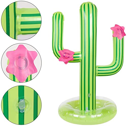 Inflatable Cactus Ring Toss Game Set Target Toss Floating Swimming Ring Toss Includes Cactus,4 Rings for Fiesta Party Accessories Hawaiian Pool Beach Party Decoration Supplies
