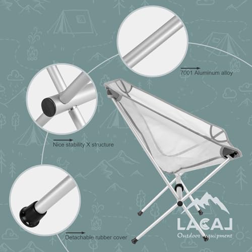 G2 GO2GETHER Ultra-Light Folding Camping Chair, All-Aluminum Frame, Surper Breathable Fabric, Easy to Carry, Compact Storage Size (2, Grey) - color: Grey