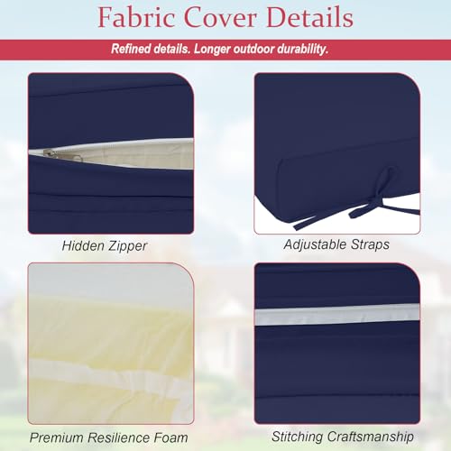 Chaise Lounge Cushions Outdoor 72x21x4 Inch, Patio Lounger Chair Cushion with Removable Cover, Fade Resistant Replacement Pad for Outdoor Furniture (Navy Blue, 72x21x4 inch) - color: Navy Blue