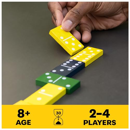 Mindful Classics, Double-Six Wood Dominoes Set Sustainable Classic Games with Wood Storage Case, for Adults and Kids Ages 8 and up - color: Double 6 Wood Dominoes Set