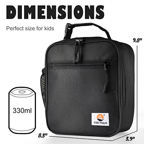 CaCTOUR Lunch Box for Men Women Adult,Premium Insulated Lunch Bag,Portable Small LunchBox for School Work Picnic (Black) - color: A-Black