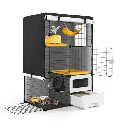 Catio Cover, 30" L x 20" W x 42" H Waterproof Cover for Outdoor Cat Enclosure, 420D Cat Cage Cover for Oneluck Cats Cages, Black (Catio Not Included) - size: 30.0"L x 20.0"W x 42.0"H