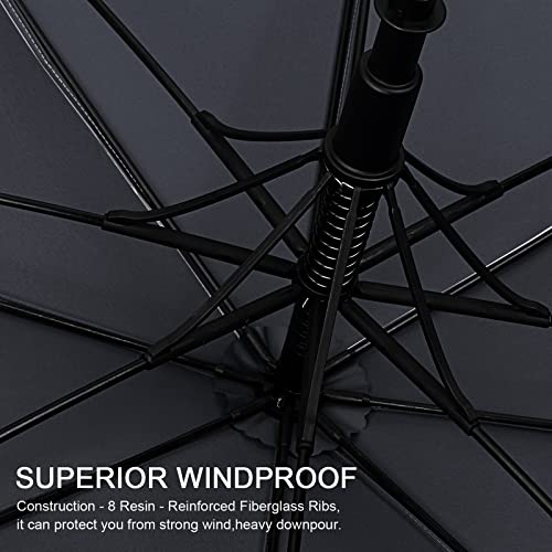 G4Free Vented UV Golf/Beach Umbrella 68" Arc, Auto Open Oversize Extra Large Windproof Sun Shade Rain Umbrellas - color: Silver/Black