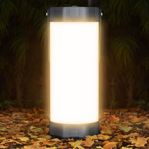 Glocusent 106 LED Camping Lights, Up to 80Hrs, 5000mAh Camping Lantern Rechargeable with 5 Brightness 3 Modes & SOS, IP68 Waterproof, Max 1200LM, Lanterns for Power Outages Hiking Emergency Hurricane - color: Gray