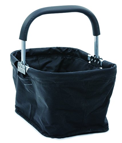 RSVP International Collapsible Market Basket Aluminum Frame, Large Zip Side Pocket, 17x11x18", Black - color: Black, size: 17 x 11 x 18"