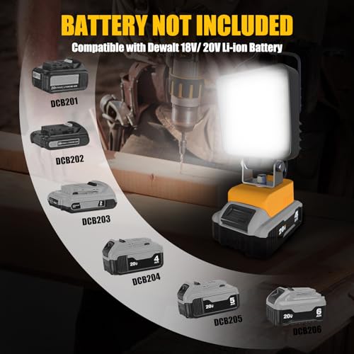 2 Pcs Cordless LED Work Light for Dewalt 20v Max Battery, 112W 11200LM Battery Light for Dewalt 20v Tools, Portable Outdoors Flood Lighting with USB & Type-C Charging Port, Low Voltage Protection - size: 11200LM - 2 Pack