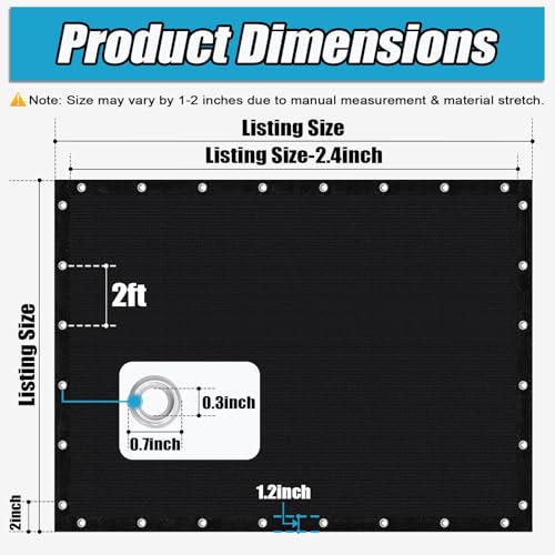 Amagenix 90% Sun Shade Cloth with Grommets, 3' x 6' Pergola Replacement Shade Cover Canopy Privacy Screen for Outdoor Patio Garden, Black (We Customized) - color: Black, size: 0 3 x 0 6 FT