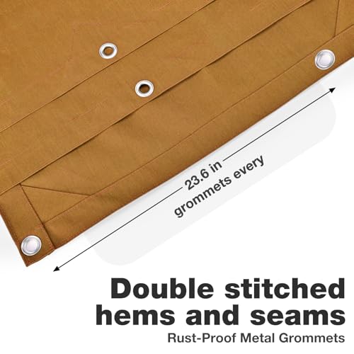 Winpull Heavy Duty Canvas Tarp 8x12 ft, 12oz (350 GSM) Polyester Canvas Water-Resistant Tarp with Rustproof Grommets, Tear-Resistant Outdoor Cover for Wood Piles, Camping, Trailer & Equipment - color: Tan, size: 8'x12'