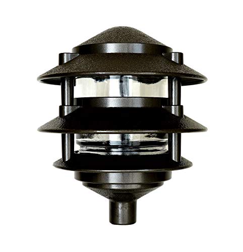 Greenfield Weatherproof Line-Voltage (120V) 3-Tier LED Outdoor Pathway Light – Permanent Outside Light for Walkway, Driveway & Landscaping – Professional Grade & Made in USA – Bronze - color: Bronze