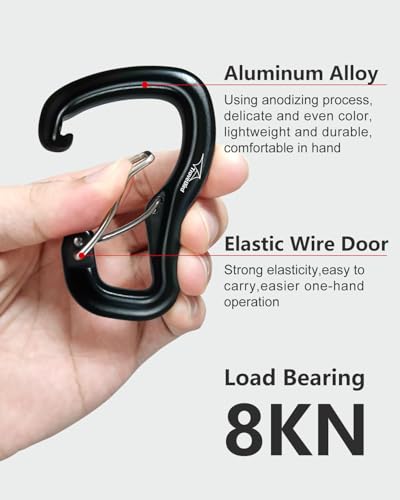 Heavy Duty Carabiner Clip Hook 8KN (1763 lbs), 2 PCS Ultra-Light Aluminum Caribeaners with Double Door D Ring Shape, for Hammock, Camping, Hiking, Backpacking, Dog Leash, Keychain Clip - style: 1#Rainbow-3pc