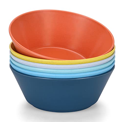 Unbreakable Large Cereal Bowls Set of 6, 32 Ounce BPA-Free Microwave & Dishwasher Safe Salad Bowls, Stackable Multicolor Kitchen Bowls for Serving, Soup, Oatmeal, Pasta, Camping & Daily Use - color: Multicolor, size: 32 oz