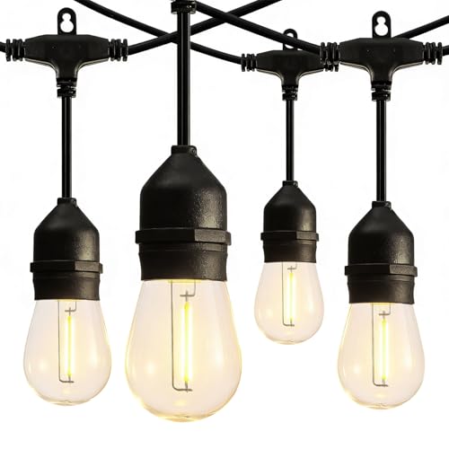 Banord Outdoor String Lights, 105FT Waterproof Patio Lights with 1W Dimmable LED Bulbs, Hanging String Lights for Outdoor Backyard, Garden, Deck, Porch, Gazebo, Balcony, Camping, Party(Black) - color: Black, size: 105FT