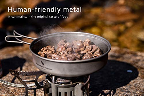 Boundless Voyage Outdoor Titanium Pot with Pan Set with Collapsible Folding Handle for Outdoor Camping Cooking Hiking Backpacking Portable Cookware - color: 1000ml+500ml