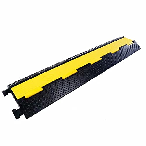 Rubber Cable Ramp Cord Cover Cable Protector Ramps Wire Hose Protective 2 Channel 22000Lbs Load Capacity Traffic Speed Bump for Asphalt Concrete Gravel Driveway Indoor Outdoor, 1 Pack - color: 2 channel-1 pack
