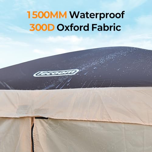 Tecoom 6x6ft Pop Up Gazebo Tent, 4-Sided Canopy Shelter Tent with Mesh Windows for Camping, Portable Large Shade Tents with Siedwalls, Carrying Bag and Stakes for Outdoor, Garden, Lawn, and Backyard - size: 6x6ft