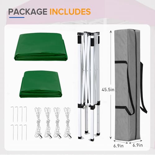 EAGLE PEAK Pop up Canopy 5x5, Outdoor Portable Canopy Tent with One Removable Sunwall, Carry Bag Included, Green - color: Green