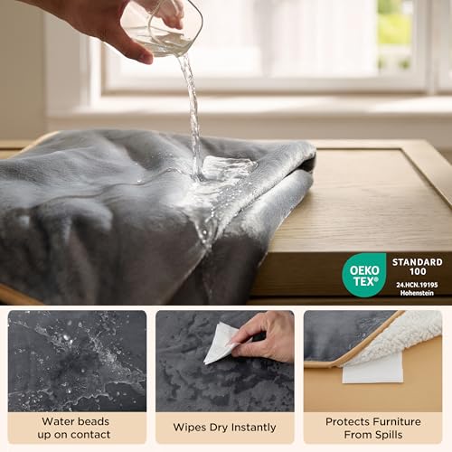 Bedsure Waterproof Dog Blankets for Medium Dogs Washable - Medium Cat Blanket for Couch Protection, Sherpa Fleece Puppy Blanket, Soft Plush Reversible Throw Furniture Protector, 30"X40", Grey - color: Grey, size: M(30x40")