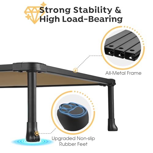 Veehoo Chew Proof Dog Bed, Non-Chewable Cot for Medium Dogs, Anti-Scratch Durable Hammock Raised Place for Training Platform, Outdoor Cooling Off Ground, CWC2420ACP