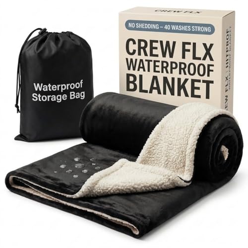 Waterproof Blanket for Bed (80"x60" Queen Size) – Reversible Plush Sherpa Fleece, Moisture Absorbent TPU Layer, Stain Proof Mattress & Couch Protector – Machine Washable - Black - color: Black, size: 80 x 60 inch
