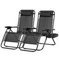 Nazhura Set of 2 Relaxing Recliners Patio Chairs Adjustable Steel Mesh Zero Gravity Lounge Chair Beach Chairs with Pillow and Cup Holder Black - color: Black