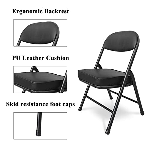 Mini Padded Folding Chairs, Garage Stool, Portable Camping Chair with Cushion, Lightweight Lawn Chair, for Outdoor Sports Events, Patio, Fishing, Hiking, Hunting, Picnic, Beach (Black 2 Pack) - color: Black 2 Pack