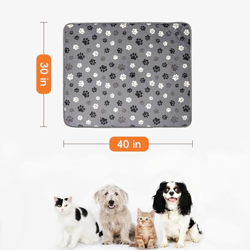 Waterproof Dog Blankets Pet Blanket, 30"x40" Cat Blanket for Indoor Cats, Soft Fluffy Sofa Car Bed Protector, Reversible Sherpa Fleece Puppy Blanket for Small Medium Dogs (Dark Grey-Paws) - color: Dark Grey-paws, size: 30"x40"