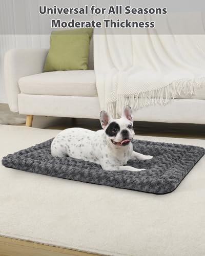 Washable Dog Bed Mat Crate Pad Soft Fluffy Pet Kennel Beds Dog Sleeping Mattress for Large Jumbo Medium Small Dogs, 23 x 17 Inch, Gray - color: Grey, size: 23.00" x 17.00" x 1.50"