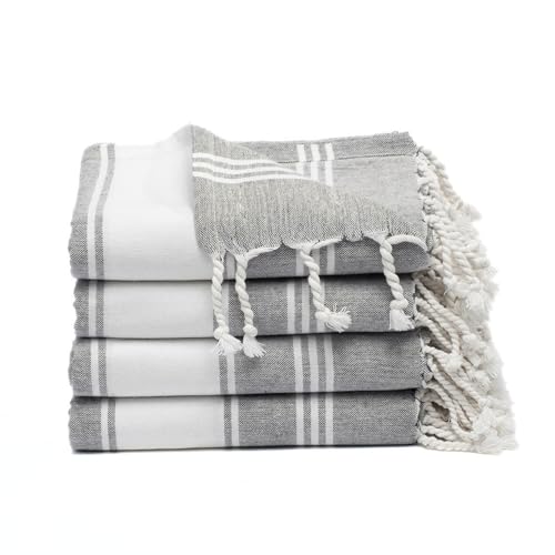Cotton Turkish Beach Towel with Towels Oversized 36"x72" Pool Absorbent Extra Large Quick Dry Sand Travel Towel (Grey, 4 Pack) - color: Grey, size: 4 Pack