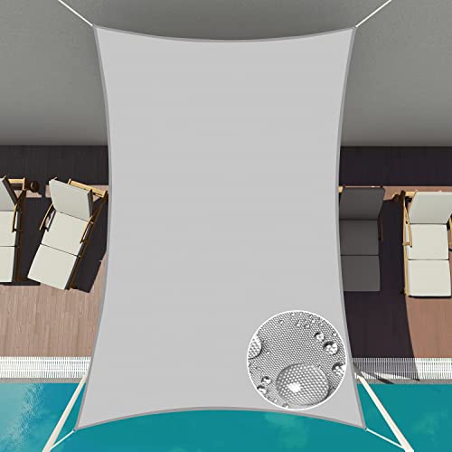 Patio Paradise 9' x 10' Sun Shade Sail Waterproof Gray Rectangle Shade Canopy UV Block Tarp Cloth Outdoor Patio Cover for Garden Backyard Deck Awning - color: Light Gray, size: 9' x 10'