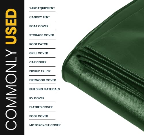 Extra Heavy Duty 16 Mil Tarp Cover, Waterproof, UV Resistant, Rip and Tear Proof, Poly Tarpaulin with Reinforced Edges for Roof, Camping, Patio, Pool, Boat. (Green/Black 6′ X 8′) - color: Green/Black-16 Mil, size: 6′ X 8′