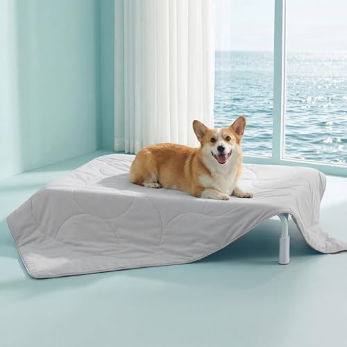 ZOMISIA Premium Cooling Blanket for Large Dogs - Q-MAX>0.5 Cold Breathable Washable Pet Mat, Travel Soft Dog Summer Essentials, Grey, 40"x50" - color: Grey, size: L(40x50")