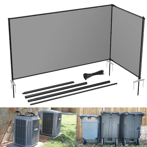 E&K 6'x12' Outdoor Privacy Screen Fence Panel Freestanding Backyard Patio Privacy Pool Fencing Temporary Garden Dog Fence with Iron Poles and Rails (Light Gray) - color: Gray, size: 0 6'x12'