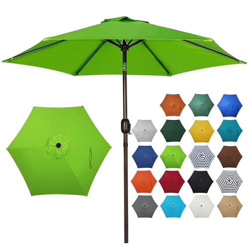Blissun 7.5 ft Patio Umbrella, Yard Umbrella, Outdoor Market Umbrella with Push Button Tilt Crank, Lime - color: Lime