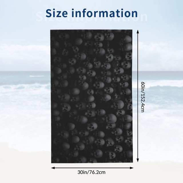 Black Skull Beach Towel Skeleton Microfiber Beach Towels Blanket For Adults Scary Bath Towel Big Extra Large Pool Towels Oversized Quick Dry Sand Free for Women Men Halloween Decorations 30x 60 Inch - color: B5