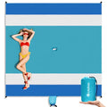 Blue Water-Resistant, Sandproof 10x9ft Beach Blanket with Umbrella Hole–Beach Mat, Compact and Lightweight, Stuff Sack, 4 Stakes, Sand Pockets, Works with Beach Canopies, Umbrellas, Kids Tents - color: Blue, size: 9x10