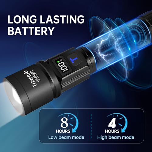 TrixHub Rechargeable Flashlights 2 Pack, Super Bright High Lumens Flash Light, 5 Modes Zoomable Linternas with LCD Digital Display, Powerful Handheld LED Flashlights for Home Emergencies Camping - size: 2Pack